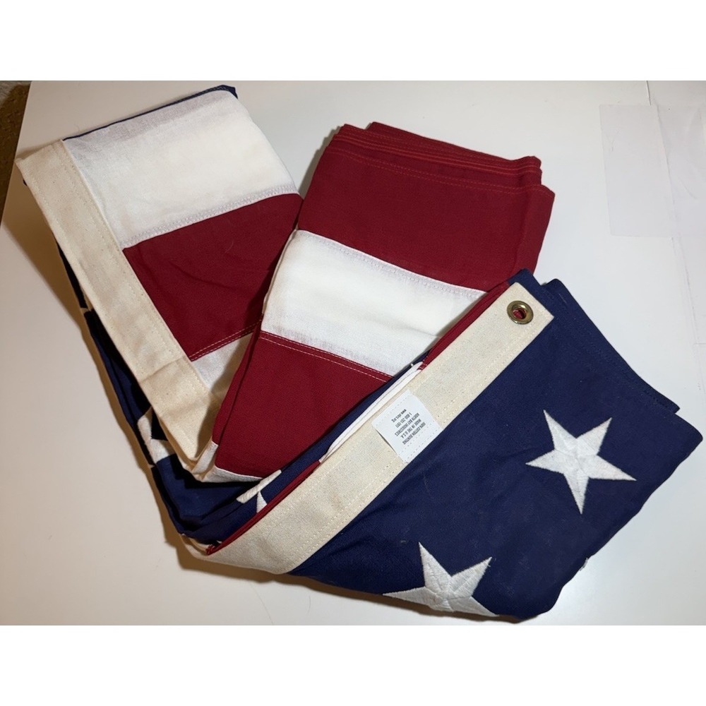 American Flag 100% Cotton Bunting & Grommets North Bay Industries 5x10' Made USA